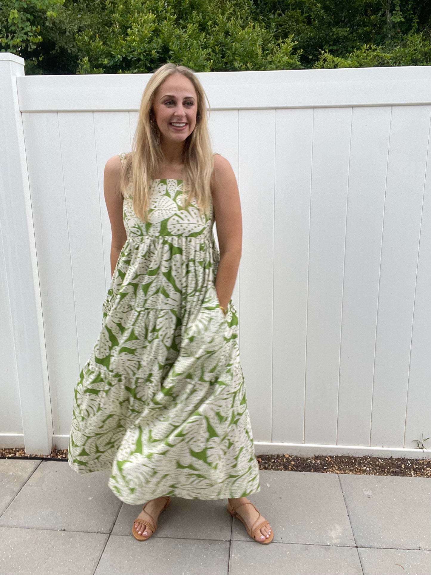 Karlie - Palm Leaf Ibiza Tier Maxi Dress