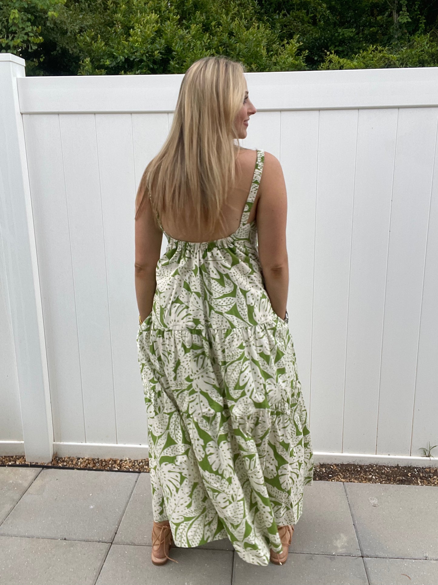 Karlie - Palm Leaf Ibiza Tier Maxi Dress